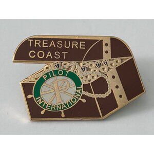 Vintage Treasure Coast Pilot International Lapel Pin Chest Enamel Nautical